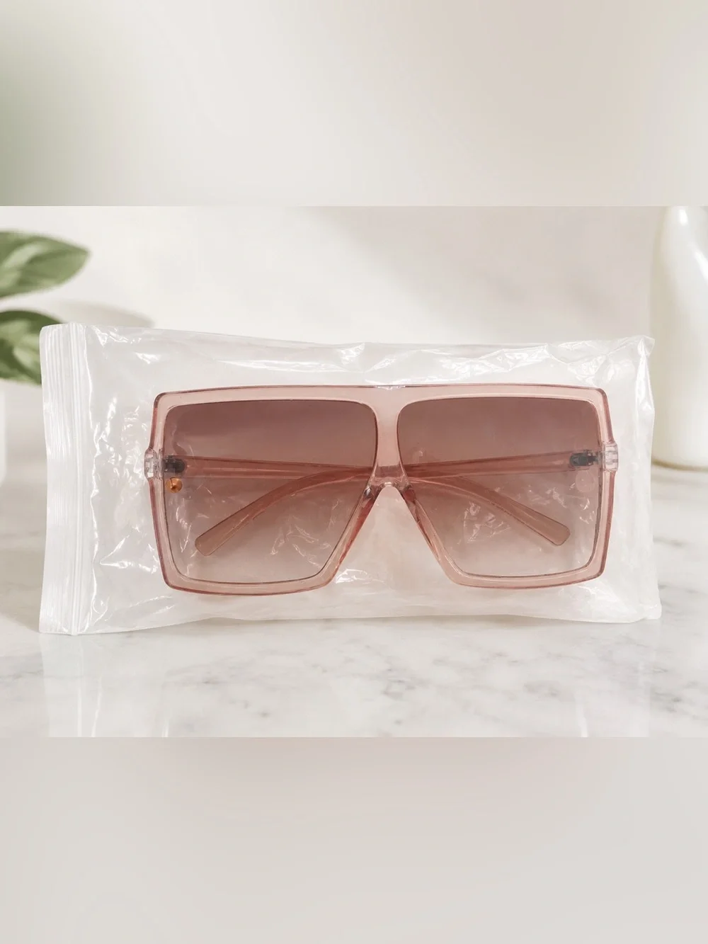 Dollger Oversized Square Shield Sunglasses Pink Gradient UV400 Unisex New